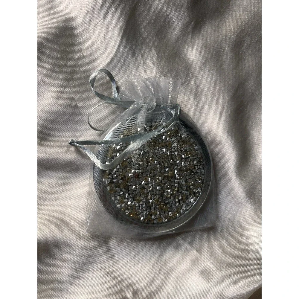 Make Up Mirror Compact In Little Pouch With Diamante Pieces On Lid Brand New